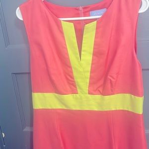 J. McLaughlin pink and lime green silk dress. Lined, no stains, Exc condition